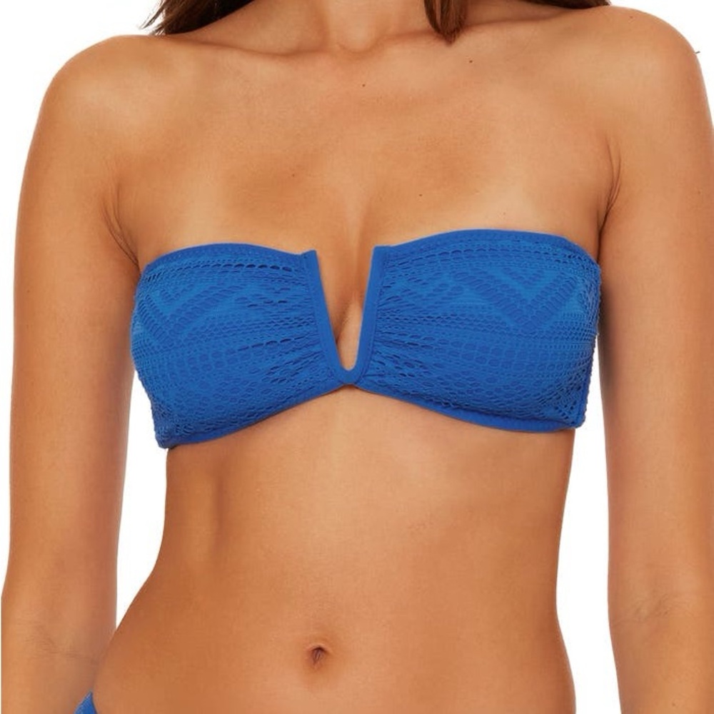 Becca by Rebecca Virtue Ocean Blue Color Play Bandeau Bikini Top D-Cup NWT